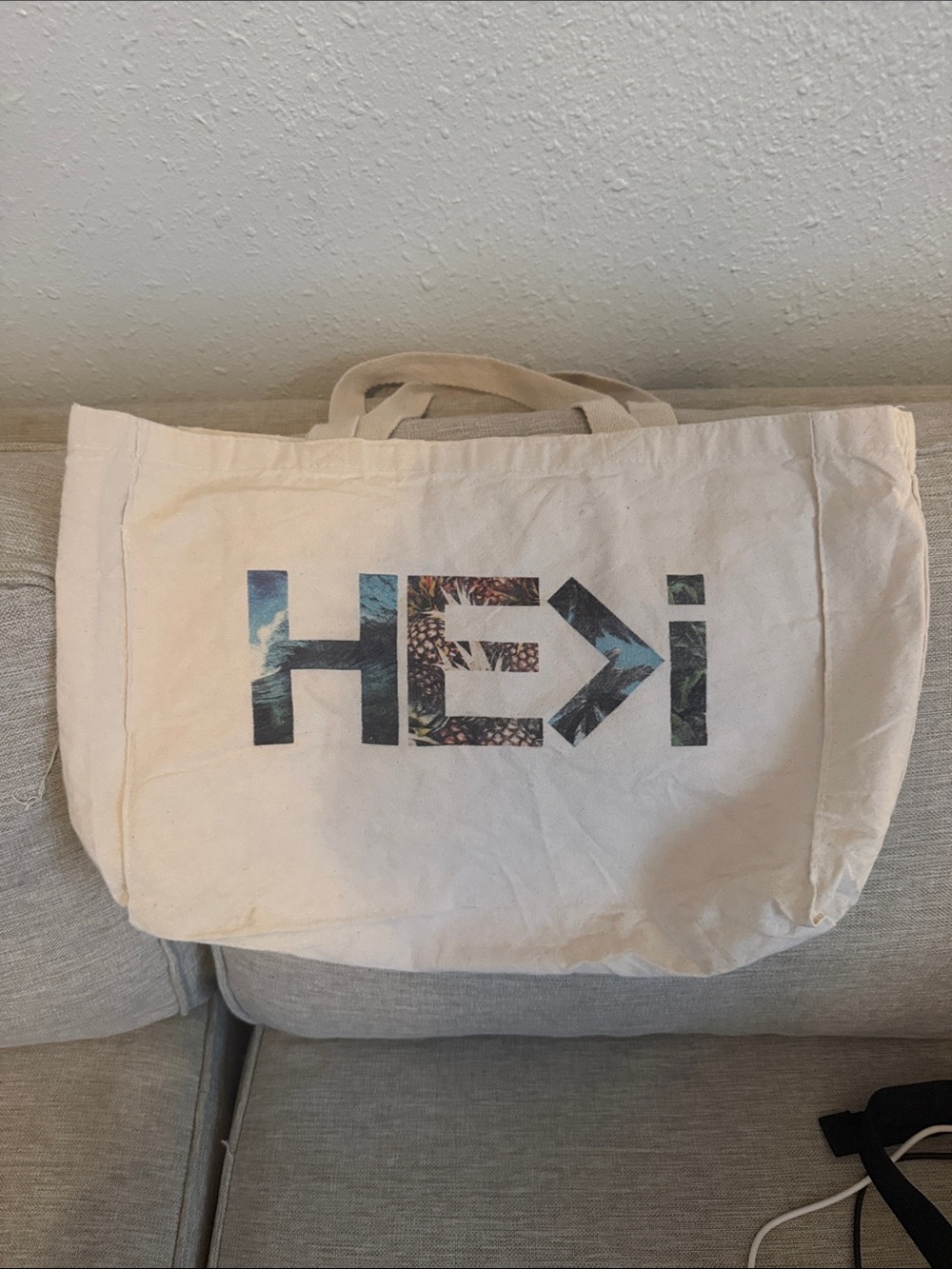 White Canvas Tote Bag with Graphic Print